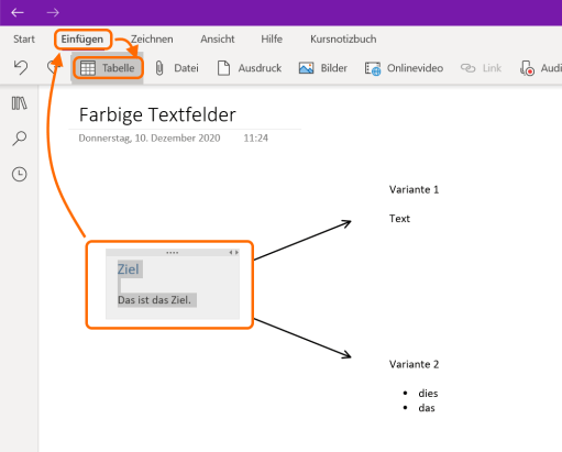 Farbige Textfelder in OneNote | ictschule